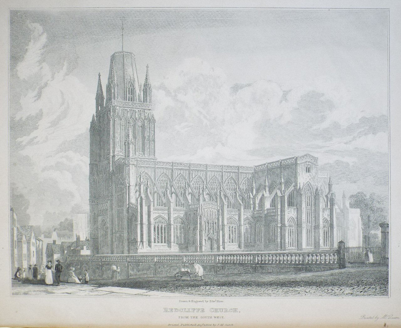 Print - Redcliffe Church, from the South West. - Blore